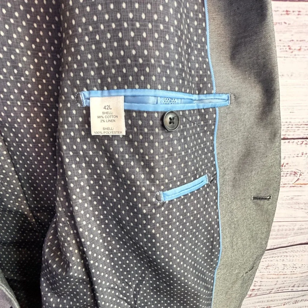 Modern Blazer MADE Cam Newton 42L Grey Cotton/Linen Sport Coat Minimalist Summer